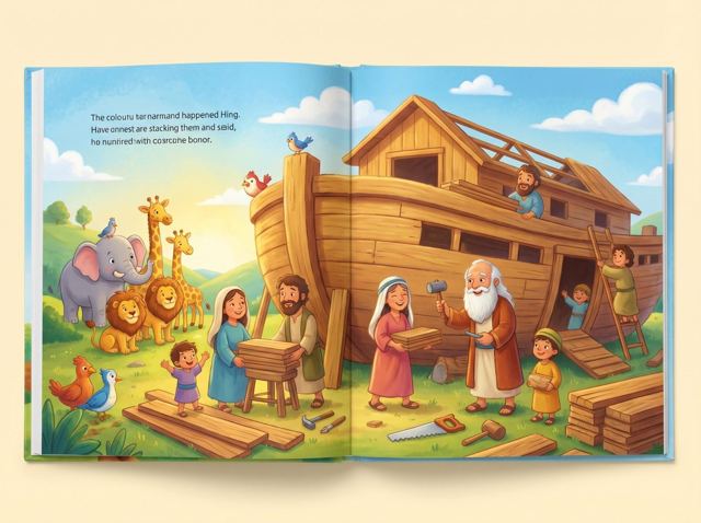 Noah builds the ark, original edition