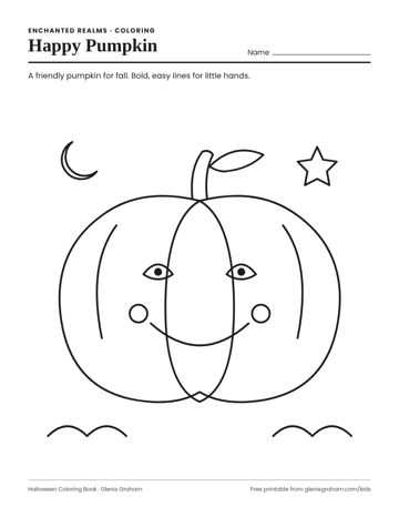 Preview of a friendly pumpkin coloring page