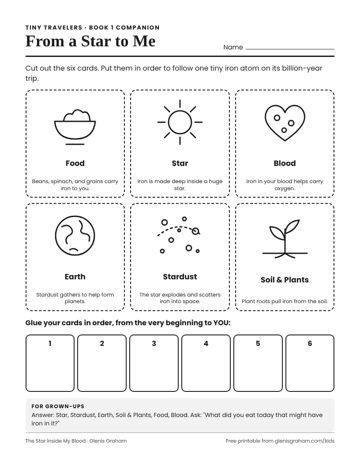 Preview of the From a Star to Me cut and sequence worksheet