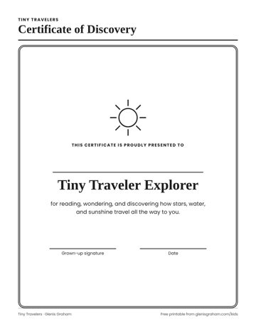 Preview of the Tiny Traveler Explorer certificate