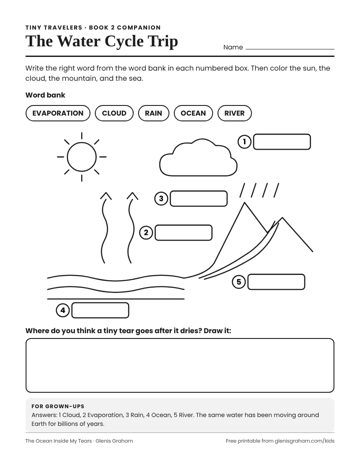 Preview of the Water Cycle Trip labeling worksheet
